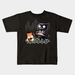 Funny Cat And Hamster Playing Keyboard And Guitar Kids T-Shirt